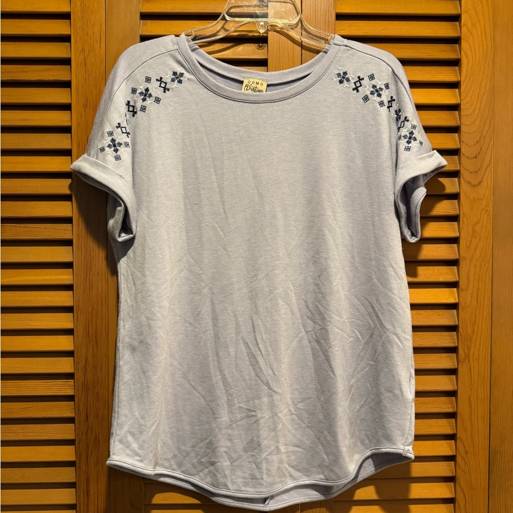Como Vintage lilac Short Sleeve T-Shirt with embroidery, M